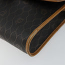 Christian Dior Honeycomb Canvas Shoulder Bag PVC Black Gold Auth BA6582-10