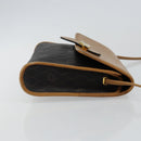 Christian Dior Honeycomb Canvas Shoulder Bag PVC Black Gold Auth BA6582-4