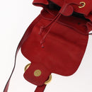 Salvatore Ferragamo Backpack Suede Red Gold Auth BA6583-10