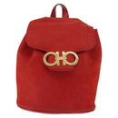 Salvatore Ferragamo Backpack Suede Red Gold Auth BA6583-13