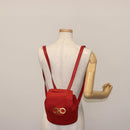 Salvatore Ferragamo Backpack Suede Red Gold Auth BA6583-23