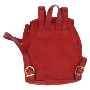 Salvatore Ferragamo Backpack Suede Red Gold Auth BA6583 - 0