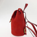 Salvatore Ferragamo Backpack Suede Red Gold Auth BA6583-3