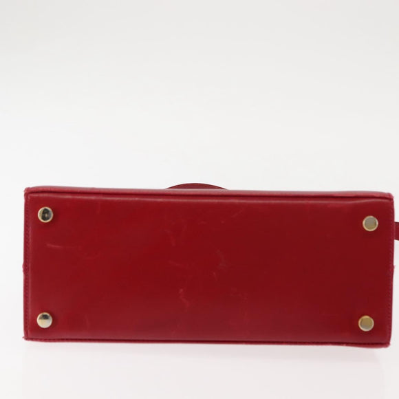 Salvatore Ferragamo Vala Hand Bag Leather 2way Red Gold Auth BA6584