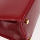 Salvatore Ferragamo Vala Hand Bag Leather 2way Red Gold Auth BA6584-10