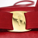 Salvatore Ferragamo Vala Hand Bag Leather 2way Red Gold Auth BA6584-19