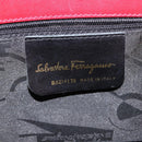 Salvatore Ferragamo Vala Hand Bag Leather 2way Red Gold Auth BA6584-12