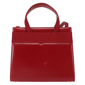 Salvatore Ferragamo Vala Hand Bag Leather 2way Red Gold Auth BA6584 - 0