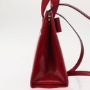 Salvatore Ferragamo Vala Hand Bag Leather 2way Red Gold Auth BA6584-5