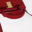 Salvatore Ferragamo Vala Hand Bag Leather 2way Red Gold Auth BA6584-8