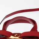 Salvatore Ferragamo Vala Hand Bag Leather 2way Red Gold Auth BA6584-14
