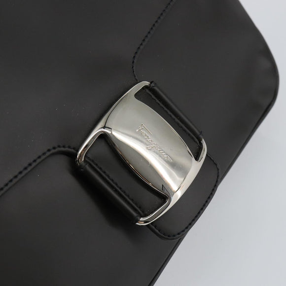 Salvatore Ferragamo Vala Shoulder Bag Leather Black Silver Auth BA6586