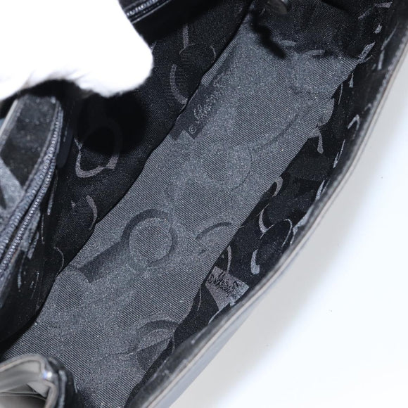 Salvatore Ferragamo Vala Shoulder Bag Leather Black Silver Auth BA6586