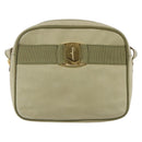 Salvatore Ferragamo Shoulder Bag Suede Green Gold Auth BA6587-13