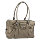 Salvatore Ferragamo Gancini Tote Bag Leather Gold Silver Auth BA6588-1