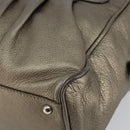 Salvatore Ferragamo Gancini Tote Bag Leather Gold Silver Auth BA6588-9