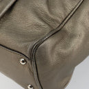 Salvatore Ferragamo Gancini Tote Bag Leather Gold Silver Auth BA6588-15