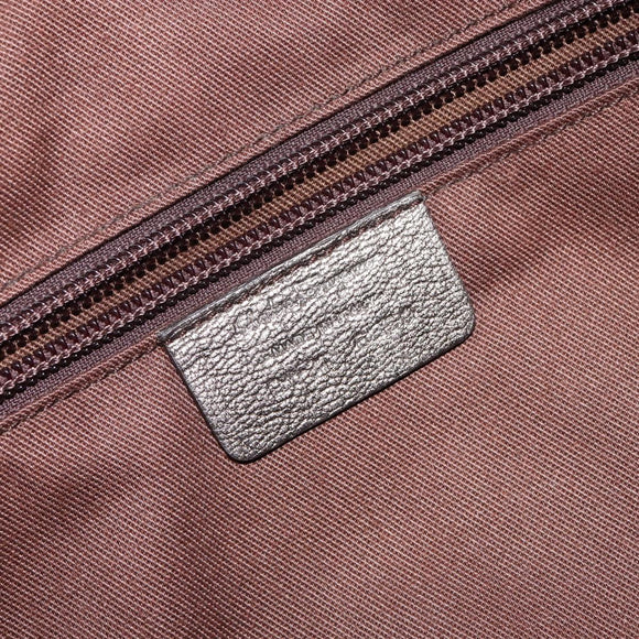Salvatore Ferragamo Gancini Tote Bag Leather Gold Silver Auth BA6588