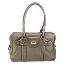Salvatore Ferragamo Gancini Tote Bag Leather Gold Silver Auth BA6588-13