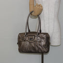 Salvatore Ferragamo Gancini Tote Bag Leather Gold Silver Auth BA6588-22