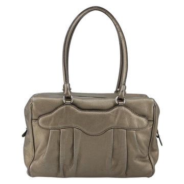 Salvatore Ferragamo Gancini Tote Bag Leather Gold Silver Auth BA6588 - 0