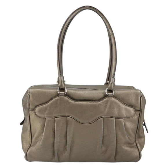 Salvatore Ferragamo Gancini Tote Bag Leather Gold Silver Auth BA6588