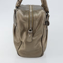 Salvatore Ferragamo Gancini Tote Bag Leather Gold Silver Auth BA6588-3