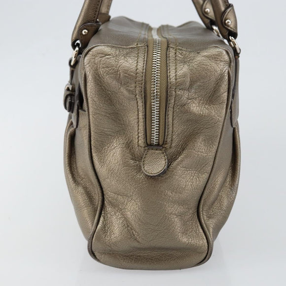 Salvatore Ferragamo Gancini Tote Bag Leather Gold Silver Auth BA6588
