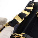 Salvatore Ferragamo Vala Hand Bag Canvas 2way Navy Gold Auth BA6589-9