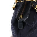 Salvatore Ferragamo Vala Hand Bag Canvas 2way Navy Gold Auth BA6589-10