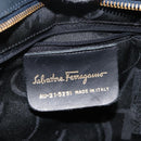 Salvatore Ferragamo Vala Hand Bag Canvas 2way Navy Gold Auth BA6589-12