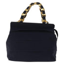 Salvatore Ferragamo Vala Hand Bag Canvas 2way Navy Gold Auth BA6589-13