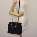 Salvatore Ferragamo Vala Hand Bag Canvas 2way Navy Gold Auth BA6589-23