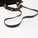 Salvatore Ferragamo Vala Hand Bag Canvas 2way Navy Gold Auth BA6589-8