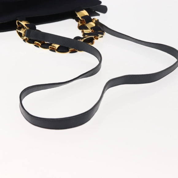 Salvatore Ferragamo Vala Hand Bag Canvas 2way Navy Gold Auth BA6589