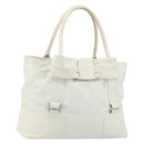 Salvatore Ferragamo Vala Tote Bag Leather White Gold Auth BA6591-1