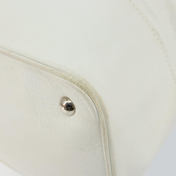 Salvatore Ferragamo Vala Tote Bag Leather White Gold Auth BA6591