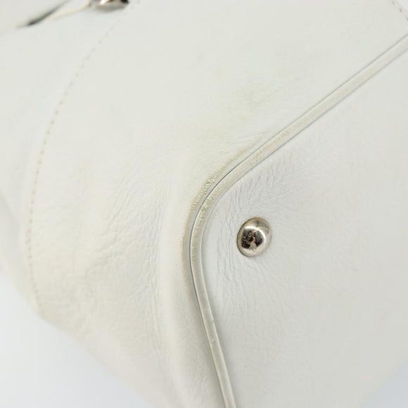 Salvatore Ferragamo Vala Tote Bag Leather White Gold Auth BA6591