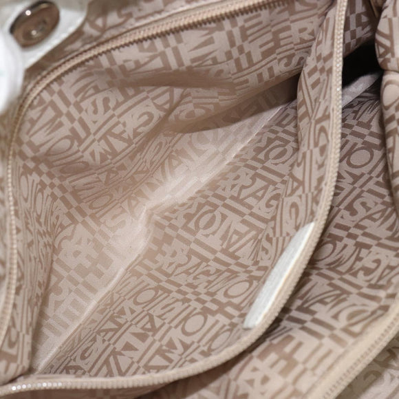 Salvatore Ferragamo Vala Tote Bag Leather White Gold Auth BA6591