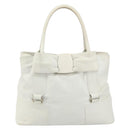 Salvatore Ferragamo Vala Tote Bag Leather White Gold Auth BA6591-13