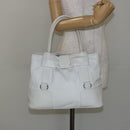 Salvatore Ferragamo Vala Tote Bag Leather White Gold Auth BA6591-23