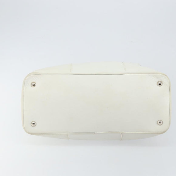 Salvatore Ferragamo Vala Tote Bag Leather White Gold Auth BA6591