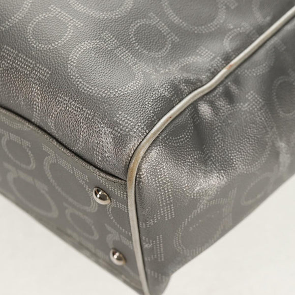 Salvatore Ferragamo Gancini Tote Bag Leather Silver Auth BA6592