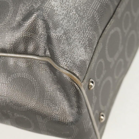 Salvatore Ferragamo Gancini Tote Bag Leather Silver Auth BA6592