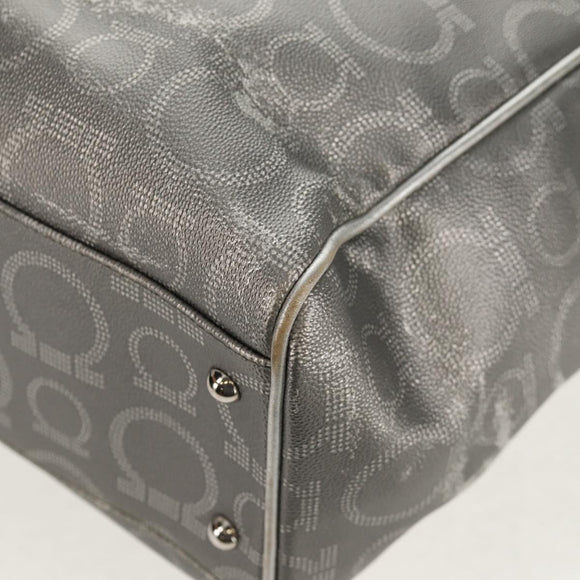 Salvatore Ferragamo Gancini Tote Bag Leather Silver Auth BA6592