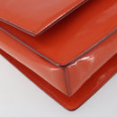 Salvatore Ferragamo Chain Vala Shoulder Bag Enamel Orange Gold Auth BA6593-14