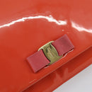 Salvatore Ferragamo Chain Vala Shoulder Bag Enamel Orange Gold Auth BA6593-17
