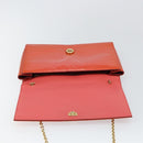 Salvatore Ferragamo Chain Vala Shoulder Bag Enamel Orange Gold Auth BA6593-10