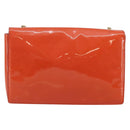 Salvatore Ferragamo Chain Vala Shoulder Bag Enamel Orange Gold Auth BA6593-2