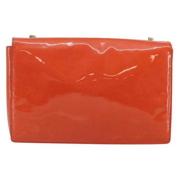 Salvatore Ferragamo Chain Vala Shoulder Bag Enamel Orange Gold Auth BA6593 - 0